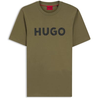 Hugo Heren-T-shirt met Dulivio-logo in contrasterende kleuren (Kaki Groen)