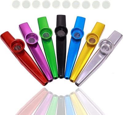 7 Stuks Metalen Kazoos Met 24 Stuks Kazoo-Diafragma’s – Muziekinstrumenten – Leuk Cadeau Voor Kinderen – Ideaal Voor Ukelele, Viool, Gitaar En Piano