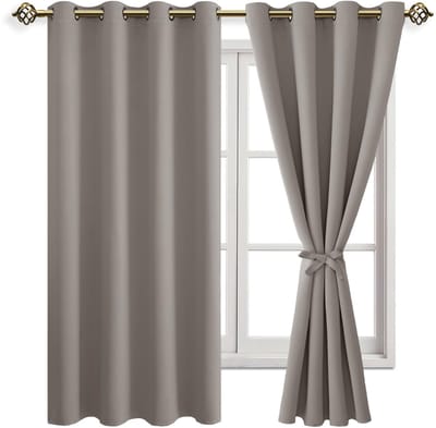 Unyqoos ® Stijlvolle Verduisteringsgordijnen met Ringen voor Slaapkamer of Woonkamer - Taupe, Set van 2, 175 x 140 cm