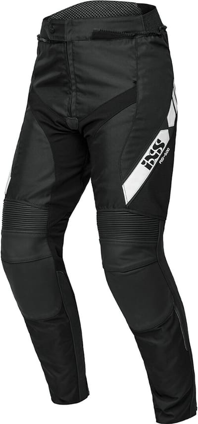 IXS RS-500 1.0 Zwart Wit Leren/Textiele Motorbroek - Broek