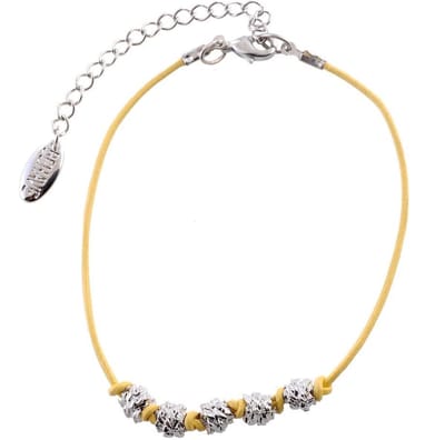 Behave Armband metaal, leer, 17,5 cm + 7,5 cm verlengketting