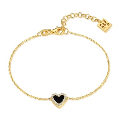 Twice As Nice Armband in zilver, hartje met zirkonia Goudkleurig 16cm+3cm
