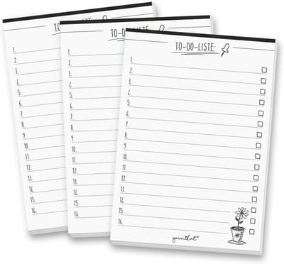 To-do Lijst Set van 3 A6 - Dagplanner en Notitieblok - Organiseer je Taken en Afspraken - Zwart-Wit