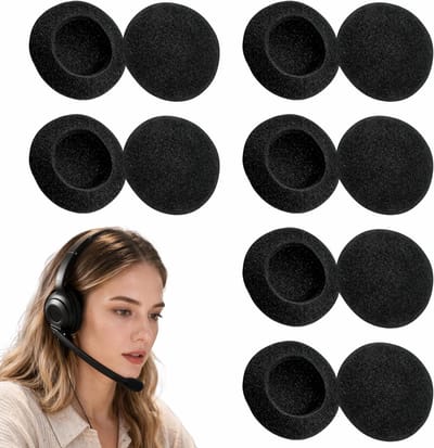 Vervangende oorkussens van schuim voor hoofdtelefoon, universele hoofdtelefoonaccessoires, Ø 5 cm, comfortabele hoofdtelefoonbescherming, zwart, 12-delig set