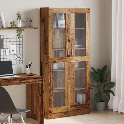 vidaXL - Hoge - kast - 82,5x30,5x185 - cm - bewerkt - hout - oud - houtkleurig