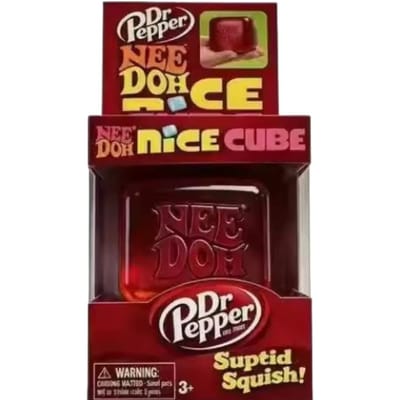 Dr Pepper x NeeDoh Nice Cube Squishy Stressverlichtend Speelgoed, Zachte Knijpbare Fidget Cube voor Kinderen & Volwassenen, Angstverlichtend Sensorisch Speelgoed