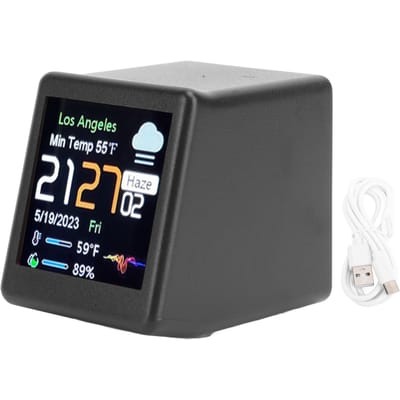 Desktop Elektronische Klok LCD Digitaal Display Kalender Temperatuur Weersvoorspelling Station Ondersteuning zwart