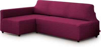 Belmarti® Bankhoes Bali Chaise Longue Links 195-220cm breed - Paars - geschikt voor banken zonder armleuningen - multi-elastische kwaliteit met uitzonderlijk aanpassingsvermogen