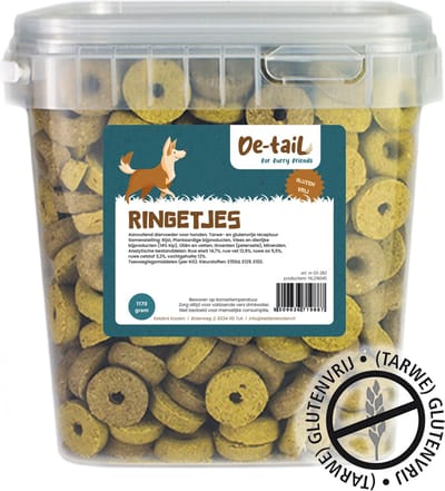 De-Tail Hondenbeloningssnoepjes Glutenvrije ringetjes 1170 gram emmer