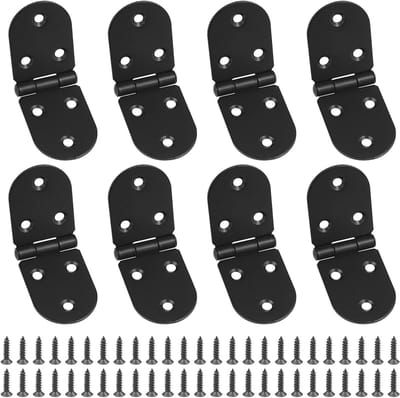Set van 8 Halve Cirkel Scharnieren voor Houten Deuren met 52 Hinge Schroeven voor Meubels, Kasten en Lades