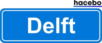 Hacebo - Plaatsnaam Sticker - 29x10 CM - Delft sticker - Verkeersborden sticker - grappige cadeaus - Delft