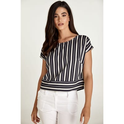 Navy gestreepte top met boothals
