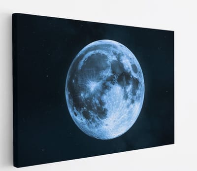 Saammp Canvas Schilderij - Volle Maan - Landschap - Natuur - 45x30 - Foto op canvas - Wanddecoratie - Muurdecoratie Woonkamer - Slaapkamer decoratie - Canvas Print