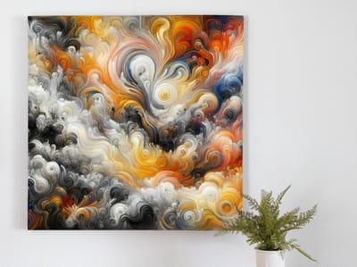 Olieverf zwart wit schilderij | Scherp contrast in monochroom meesterwerk van olieverf kunst | Kunst - 100x100 centimeter op Canvas | Foto op Canvas