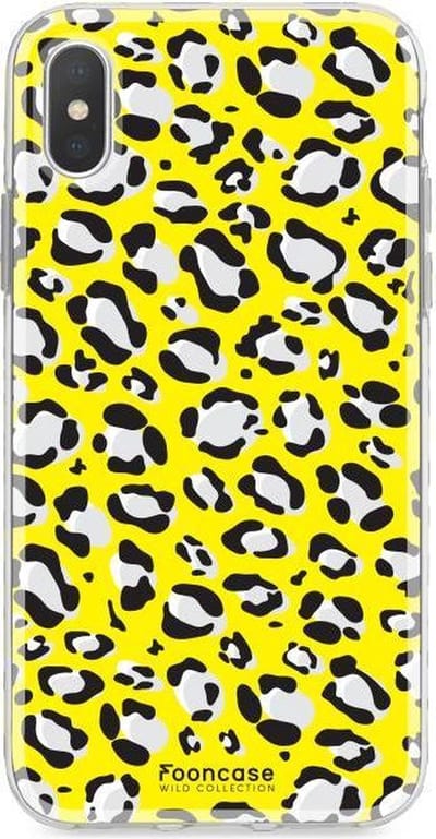 Fooncase Hoesje Geschikt voor iPhone XS Max - Shockproof Case - Back Cover / Soft Case - Luipaard / Leopard print / Geel