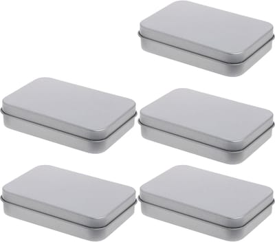 Metaalopslagdoos in Zilver, Rectangulaire Organiser voor Munten, Snoep en Kleine Voorwerpen met Deksel