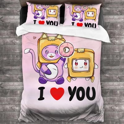 3D Lankybox Foxy Boxy Alle Seizoenen Tweepersoons Beddengoed Collectie Enkele Tweepersoons Volledige Queen King Size Bed Collectie Volwassen Kinder Slaapkamer Dekbedovertrek Collecties 210X210cm-3pcs