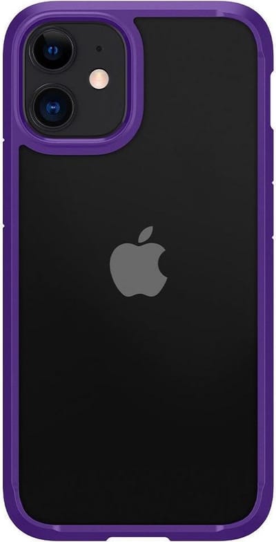 Spigen Crystal Hybrid Hoesje Geschikt voor Apple iPhone 12 Mini Transparant Paars