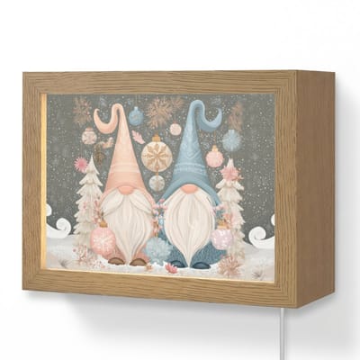 Wandlamp 20x15 cm - Oplaadbaar - Kerst - Gnomen - Pastel - Wandlampen binnen woonkamer - Slaapkamer lamp met kabel - Decoratieve nachtlamp - Vloerlamp snoer