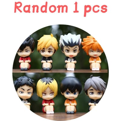Q Versie Haikyuu!! Hinata Sugawara Koushi Mini Figuur Anime Merchandise Kawaii Zittend Speelgoed Bureau Auto Ornamenten Model Perfecte Cadeaus black