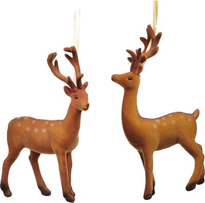 Goodwill Kerstbal-Hertjes-Rendieren Bruin H 15 cm Voordeelass. Per 2 Stuks