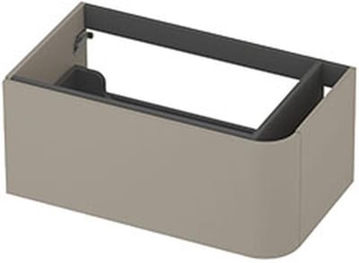 INK - Rechts Afgeronde Onderkast Gelakt 1 Lade Softclose Tbv Grepen - 800x450x350 Mm - Mat Creme Cotton