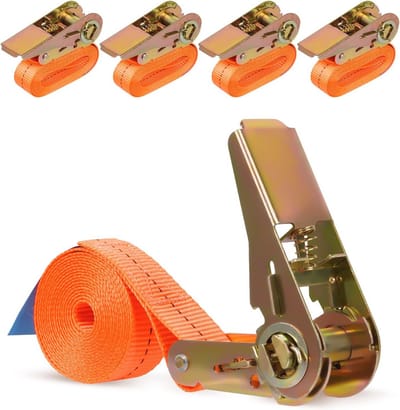 Dailygoods- Spanbanden met Ratel - 4 Stuks - 2 Meter - 1000 kg Bevestigingskracht - Verstelbare Sjorbanden - Robuust Polyester - Voor Auto en Motorfiets - Sjorband