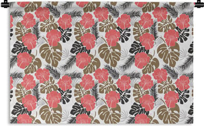 Wandkleed - Wanddoek - Exotische planten - Patronen - Hawaii - 180x120 cm - Wandtapijt