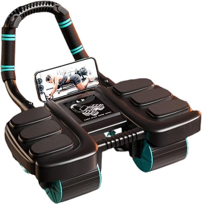 Buikwiel Trainingsapparaat - Fitnessrollen Oefenwiel - Buikspieren Trainen - Automatische Rebound Functie - 42x36x24 cm - Zwart