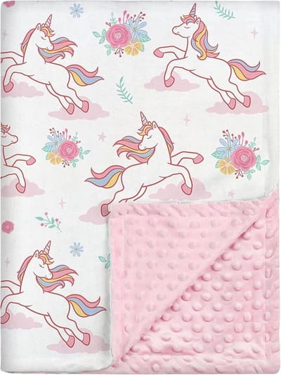 Zachte Kinderen Dekentje 100 x 75 cm met Dotted Achterkant, Perfect als Kraamcadeau, Geschikt voor Wieg, Kinderwagen en Autostoel