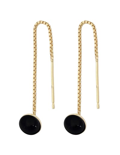 ARLIZI 2139 Doortrekoorbellen zwart onyx cabochon - verguld - 7 cm