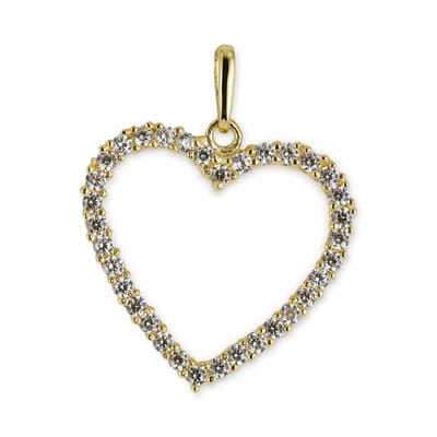 New Bling 9NBSAM-G210478 Gouden Hanger - Dames - Hartje - Zirkonia - 16,1 x 17 mm - 14 Karaat - Goud