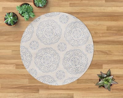 Coloray Vloerbeschermer - Heldere mandala Stoel Mat - 100x100 cm - Grijs Vloerbeschermer Harde Vloer - Motif Vloerbeschermer - PVC Vloerbeschermer - Ronde Mat - Abstracties Thema