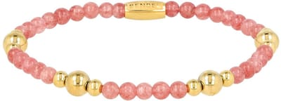 My Bendel - Edelstenen Armband met Goudkleurige Kralen • Berry Quartz • 4 Mm - met Luxe Cadeauverpakking | Sieraden Voor Dames