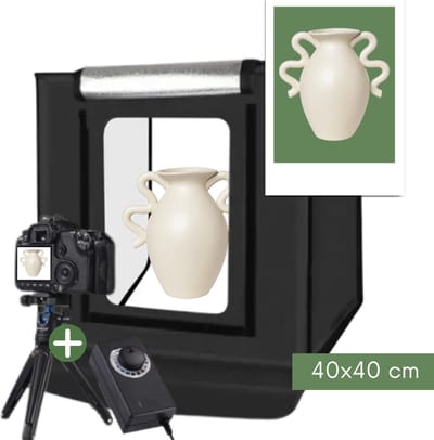 ZoeZo Foto Studio Box Set 40 x 40 cm - Productfotografie - Opvouwbare Fotostudio met LED Verlichting - Dimbaar - 6 Achtergronden