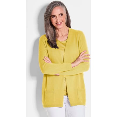 Heerlijk zacht tricot jasje van kasjmier - geel - Gr. 19 van Goldner Fashion