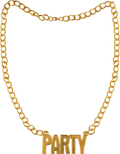 Funny Fashion Carnaval/verkleed ketting "Party" - goud - accessoire - kunststof - pooier/gangster/rapper