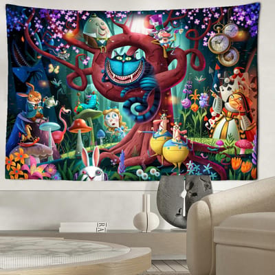 Tapisserie murale à motif animalier et forêt, style bohème, kawaii, hippie, minimaliste, esthétique, décoration d'intérieur 150x150CM