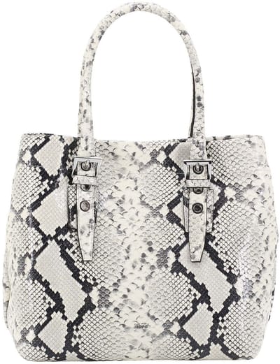 abro Handtas Schoudertas Leder Pitone Shopper BY MY SIDE Beige Wit