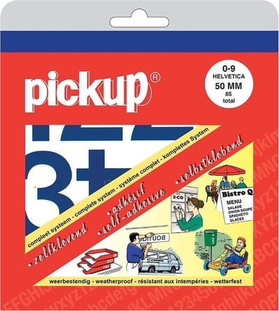 Pickup plakcijfers boekje Helvetica blauw - 50 mm - 5 cm