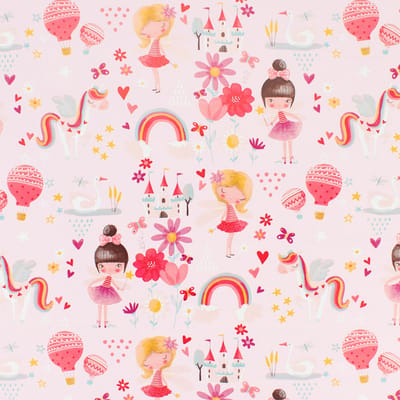 200 meter prinsessen inpakpapier - cadeaupapier roze prinses - inpakmateriaal