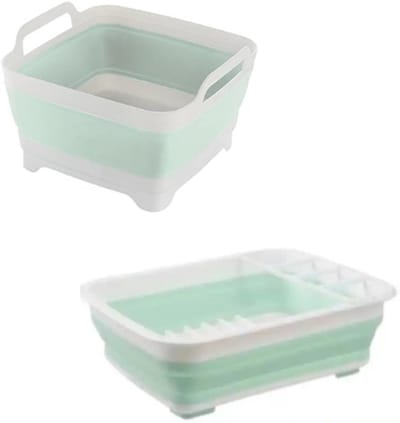 Mavora - opvouwbare afwas set / wasbak + afdruiprek pastel groen