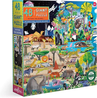 eeBoo - Puzzel voor kinderen vanaf 3 jaar, 48 stukjes in de natuur - PZWHBM, zwart