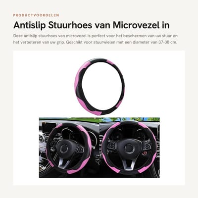 Dailygoods- Autostuurhoes Antislip - Hittebestendig - Microvezel-Leer - Diameter 37-38 cm - Flexibel - Cadeau-idee - Stuurhoes