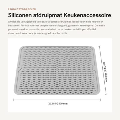 Dailygoods- Afdruipmat 50 x 40 cm - Siliconen - Antislip - Hittebestendig - Duurzaam - Gemakkelijk te reinigen - Droogmat