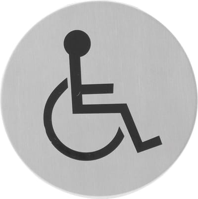 Pictogram 'Mindervalide' toilet RVS rond 75 mm