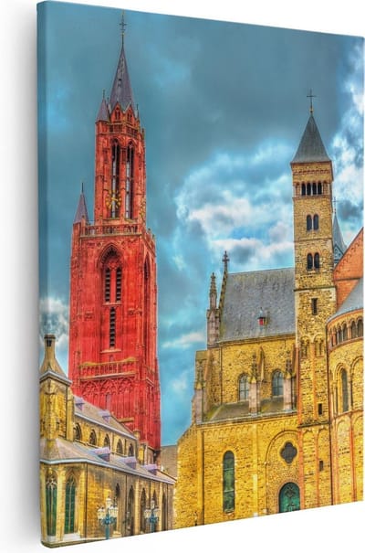 Artaza Canvas Schilderij Sint-Jan Maastricht - 40x50 cm - Muurdecoratie Kerktoren - Wanddecoratie Stad - Schilderijen Op Canvas