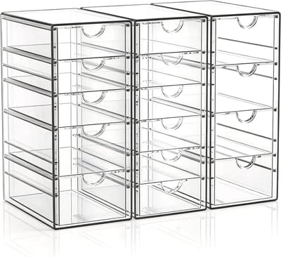 Makeup Organizer met 15 Laden, Desk Supplies en Duidelijke Accessoires voor Sieradenopslag, Stofdichte Organizer voor Bureau en Make-up