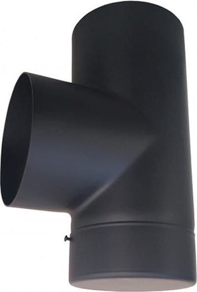 Kachelpijp enkelwandig T-stuk + dop Ø150mm (vrouwelijk)