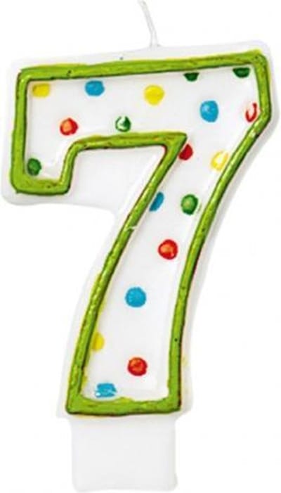 Amscan Verjaardagskaars 7 - Polka Dots 7,6 Cm Groen/wit